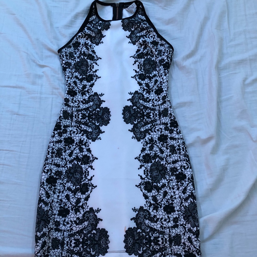 White and black semi formal dress